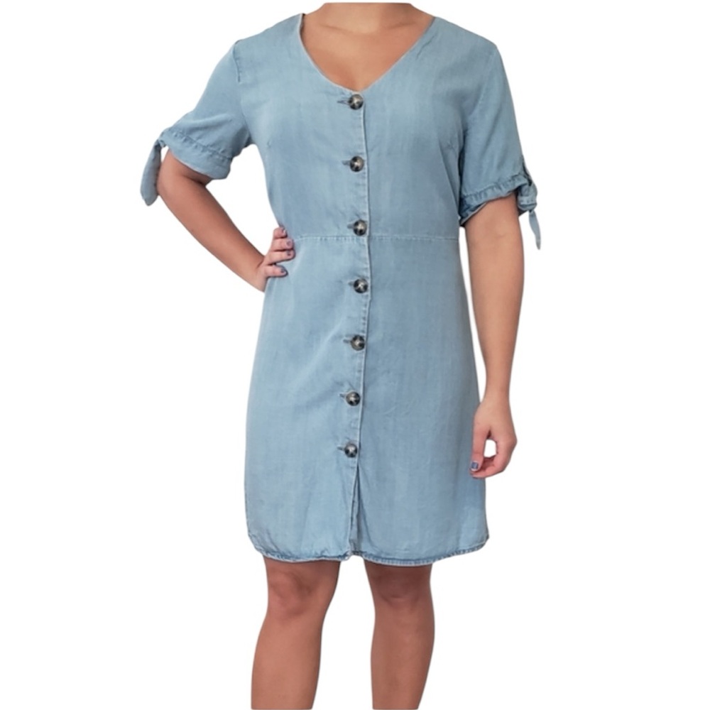 Francesca Blue Rain Chambray Button Down Dress XS NWT NEW